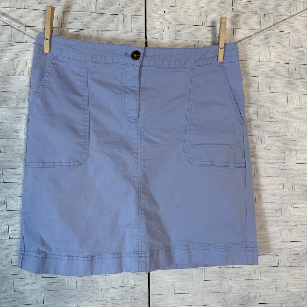 Boden women's light blue khaki skirt straight packets coastal preppy feminine